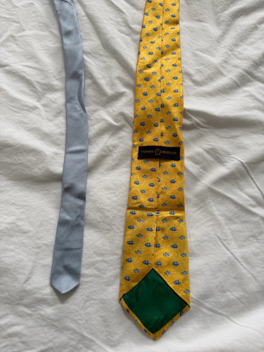 Tommy Hilfiger Yellow Silk Tie with Small Blue Motif